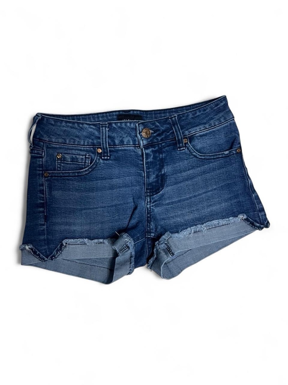 Celebrity Pink Dark Blue Roll-Cuff Denim Shorts